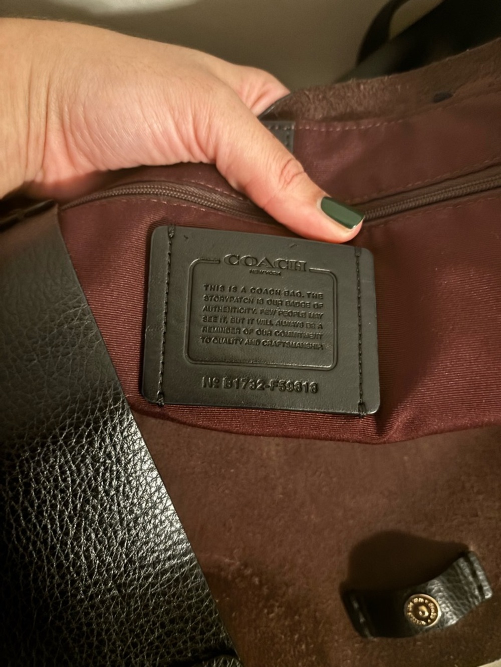 Coach Derby Tote- Black Pebbled Leather - Picture 2 of 3
